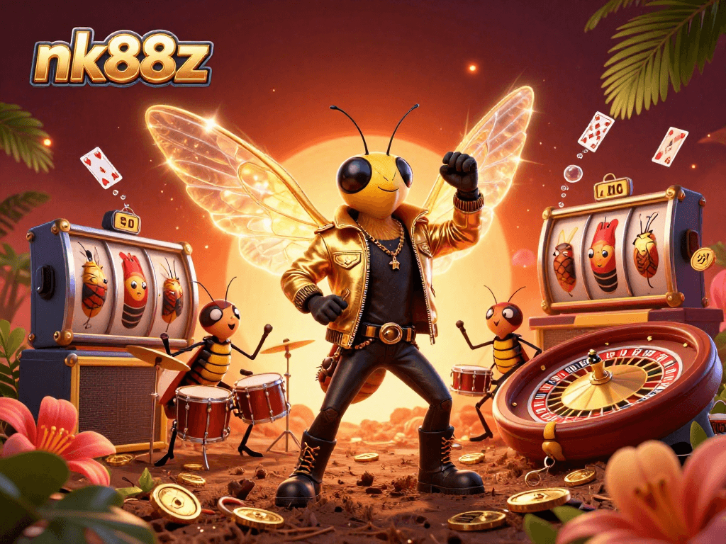 Join nk88z's casino fun with a 3D rock star, vibrant gaming elements, and immersive action!