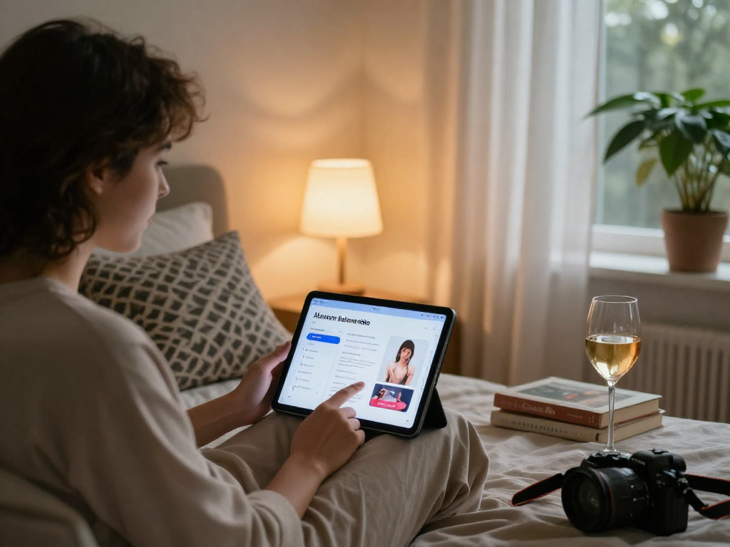 Explore sex AI tools for intimate relationships in a cozy bedroom scene.