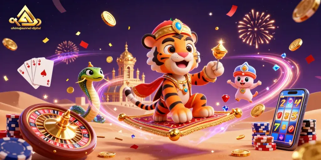 Experience winning moments at ahimajournal-digital with a vibrant casino scene featuring adventurous characters.