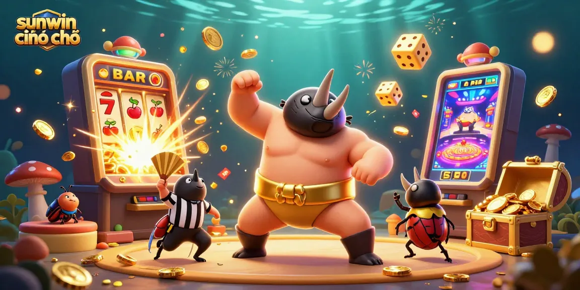 Experience the excitement of sunwin chính chủ as a sumo beetle stomps, coins fly, and jackpots burst!